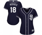 Women's Majestic San Diego Padres #18 Austin Hedges Replica Navy Blue Alternate 1 Cool Base MLB Jersey