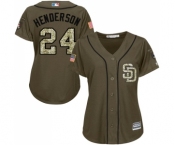 Women's Majestic San Diego Padres #24 Rickey Henderson Authentic Green Salute to Service Cool Base MLB Jersey