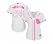 Women's Majestic San Diego Padres #24 Rickey Henderson Authentic White Fashion Cool Base MLB Jersey