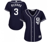 Women's Majestic San Diego Padres #3 Clayton Richard Replica Navy Blue Alternate 1 Cool Base MLB Jersey