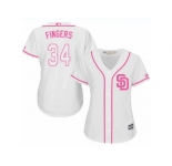 Women's Majestic San Diego Padres #34 Rollie Fingers Replica White Fashion Cool Base MLB Jersey