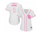 Women's Majestic San Diego Padres #8 Erick Aybar Replica White Fashion Cool Base MLB Jersey