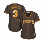 Women's San Diego Padres #3 Ian Kinsler Authentic Brown Alternate Cool Base Baseball Jersey