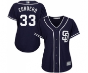 Women's San Diego Padres #33 Franchy Cordero Authentic Navy Blue Alternate 1 Cool Base Baseball Jersey