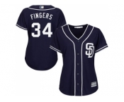 Women's San Diego Padres #34 Rollie Fingers Navy Blue Alternate Stitched MLB Jersey