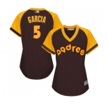 Women's San Diego Padres #5 Greg Garcia Authentic Brown Alternate Cooperstown Cool Base Baseball Jersey