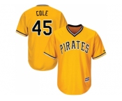 Youth Pittsburgh Pirates #45 Gerrit Cole Gold Cool Base Stitched MLB Jersey