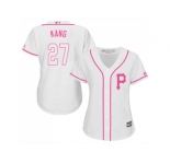 Women Pittsburgh Pirates #27 Jung-ho Kang White Pink Fashion Stitched MLB Jersey
