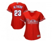 Women Majestic Philadelphia Phillies #23 Aaron Altherr Authentic Red Alternate Cool Base MLB Jersey