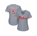 Women Majestic Philadelphia Phillies #5 Nick Williams Authentic Grey Road Cool Base MLB Jersey