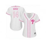 Women's Majestic Philadelphia Phillies #14 Pete Rose Replica White Fashion Cool Base MLB Jersey
