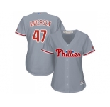 Women's Philadelphia Phillies #47 Larry Andersen Grey Road Stitched MLB Jersey