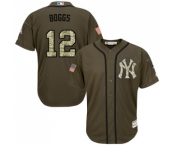 Youth New York Yankees #12 Wade Boggs Authentic Green Salute to Service Baseball Jersey