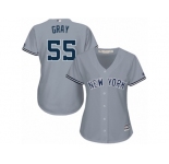 Women Majestic New York Yankees #55 Sonny Gray Replica Grey Road MLB Jersey