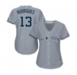 Women's Majestic New York Yankees #13 Alex Rodriguez Authentic Grey Road MLB Jersey