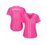 Women's Majestic New York Yankees #14 Brian Roberts Authentic Pink Fashion Cool Base MLB Jersey