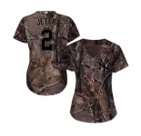 Women's Majestic New York Yankees #2 Derek Jeter Authentic Camo Realtree Collection Flex Base MLB Jersey