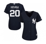 Women's Majestic New York Yankees #20 Jorge Posada Authentic Navy Blue Alternate MLB Jersey