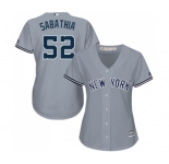 Women's Majestic New York Yankees #52 C.C. Sabathia Authentic Grey Road MLB Jersey