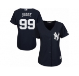 Women's Majestic New York Yankees #99 Aaron Judge Authentic Navy Blue Alternate MLB Jersey