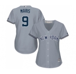Women's New York Yankees #9 Roger Maris Authentic Grey Road Baseball Jersey