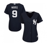 Women's New York Yankees #9 Roger Maris Authentic Navy Blue Alternate Baseball Jersey