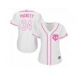 Women's Majestic Minnesota Twins #34 Kirby Puckett Replica White Fashion Cool Base MLB Jersey