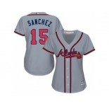 Women Majestic Atlanta Braves #15 Tony Sanchez Authentic Grey Road Cool Base MLB Jersey
