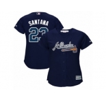 Women Majestic Atlanta Braves #23 Danny Santana Replica Blue Alternate Road Cool Base MLB Jersey