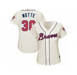 Women Majestic Atlanta Braves #30 Jason Motte Authentic Cream Alternate 2 Cool Base MLB Jersey