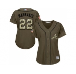 Women's Atlanta Braves #22 Nick Markakis Green Salute to Service Baseball Jersey
