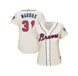 Women's Atlanta Braves #31 Greg Maddux Cream Alternate Stitched MLB Jersey