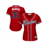 Women's Atlanta Braves #31 Greg Maddux Red Alternate Stitched MLB Jersey