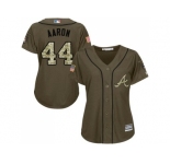 Women's Atlanta Braves #44 Hank Aaron Green Salute to Service Baseball Jersey