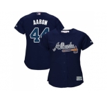Women's Atlanta Braves #44 Hank Aaron Navy Blue Alternate Stitched MLB Jersey