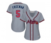 Women's Atlanta Braves #5 Freddie Freeman Grey Road Stitched MLB Jersey