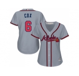 Women's Atlanta Braves #6 Bobby Cox Grey Road Stitched MLB Jersey