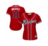 Women's Majestic Atlanta Braves #11 Ender Inciarte Replica Red Alternate Cool Base MLB Jersey