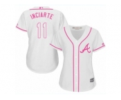 Women's Majestic Atlanta Braves #11 Ender Inciarte Replica White Fashion Cool Base MLB Jersey
