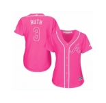 Women's Majestic Atlanta Braves #3 Babe Ruth Replica Pink Fashion Cool Base MLB Jersey