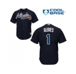 Youth Atlanta Braves #1 Ozzie Albies Navy Blue Cool Base Stitched MLB Jersey