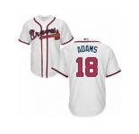 Youth Majestic Atlanta Braves #18 Matt Adams Authentic White Home Cool Base MLB Jersey