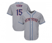 Youth New York Mets #15 Tim Tebow Grey Road Cool Base StitchedMLB Jersey