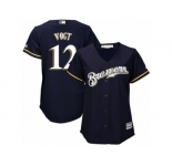 Women Majestic Milwaukee Brewers #12 Stephen Vogt Replica Navy Blue Alternate Cool Base MLB Jersey