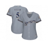 Women's Majestic Milwaukee Brewers #5 Jonathan Villar Authentic Grey Road Cool Base MLB Jersey