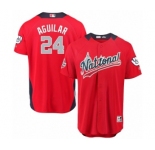 Youth Majestic Milwaukee Brewers #24 Jesus Aguilar Game Red National League 2018 MLB All-Star MLB Jersey