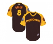 Youth Majestic Milwaukee Brewers #8 Ryan Braun Authentic Brown 2016 All-Star National League BP Cool Base MLB Jersey