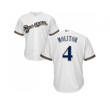 Youth Milwaukee Brewers #4 Paul Molitor White Cool Base Stitched MLB Jersey