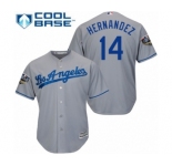 Youth Majestic Los Angeles Dodgers #14 Enrique Hernandez Authentic Grey Road Cool Base 2018 World Series MLB Jersey