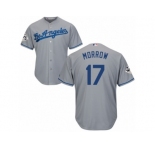 Youth Majestic Los Angeles Dodgers #17 Brandon Morrow Replica Grey Road 2017 World Series Bound Cool Base MLB Jersey